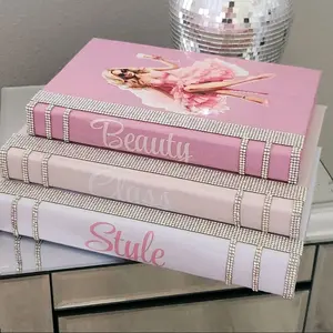 Coffee Table Book Stack (Set of 3). Glam Book Stack. Pink, Light Pink  & White Books. Glam Home Decor. Makeup Room Decor. Fashion Decor