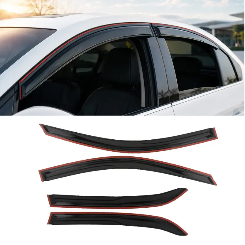 Mugen Style Window Rain Guard Visor for 2003-2007 Honda Accord 4 Door Sedan, Side Window Visor Deflector, Vent Shade, Wind Noise Reduction, Sun Rain Wind Guard, Dark Smoke