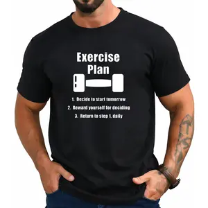 Funny Procrastination Workout Exercise Plan Joke T-Shirt 220G