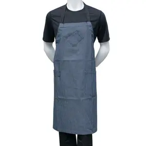 Chef Code | Denim Adjustable Strap Bib Apron |  Men's Service Uniform Apron