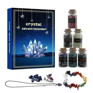 Crystal Advent Calendar 2025 Healing Crystals, Gemstone Decoration Natural Crystal Fragment Bottle Gift Set, Suitable for Witch Beginners, Party Gifts, Holiday Celebration Supplies