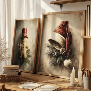 Classic Retro Vintage Design Christmas Hat Snowman Candy Poster HD Waterproof Art Poster for Home, Bar & Café Decor | Fade-Resistant, Non-Sticky, Vibrant DIY Wall Print | Perfect Decorative Poster for Office & Living Room