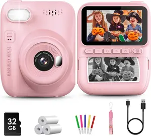 Instant Print Camera for Kids, 3.0" HD 32MP Kids Camera 1080P with 3 Rolls of Printer Paper,  Perfect Gift for Christmas, Birthday,  toddler gift  for 3-12 Year Old   Kids  High Definition Rechargeable Battery