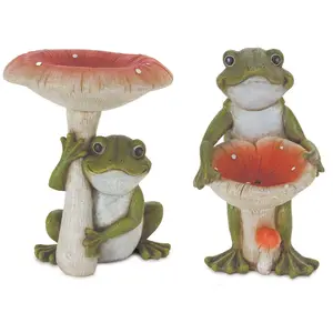 Melrose Garden Frog with Mushroom (Set of 2)