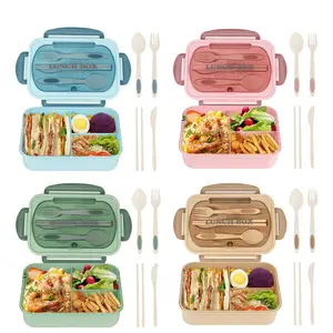 ONESHOW Leakproof Lunch Box for Adults 1200ml Bento Box with 3 Compartments BPA Free Blue & Pink Meal Prep Containers with Utensils Sealed Lid Design Thanksgiving tableware Value Pack Christmas Bentoboxlunch lunch box