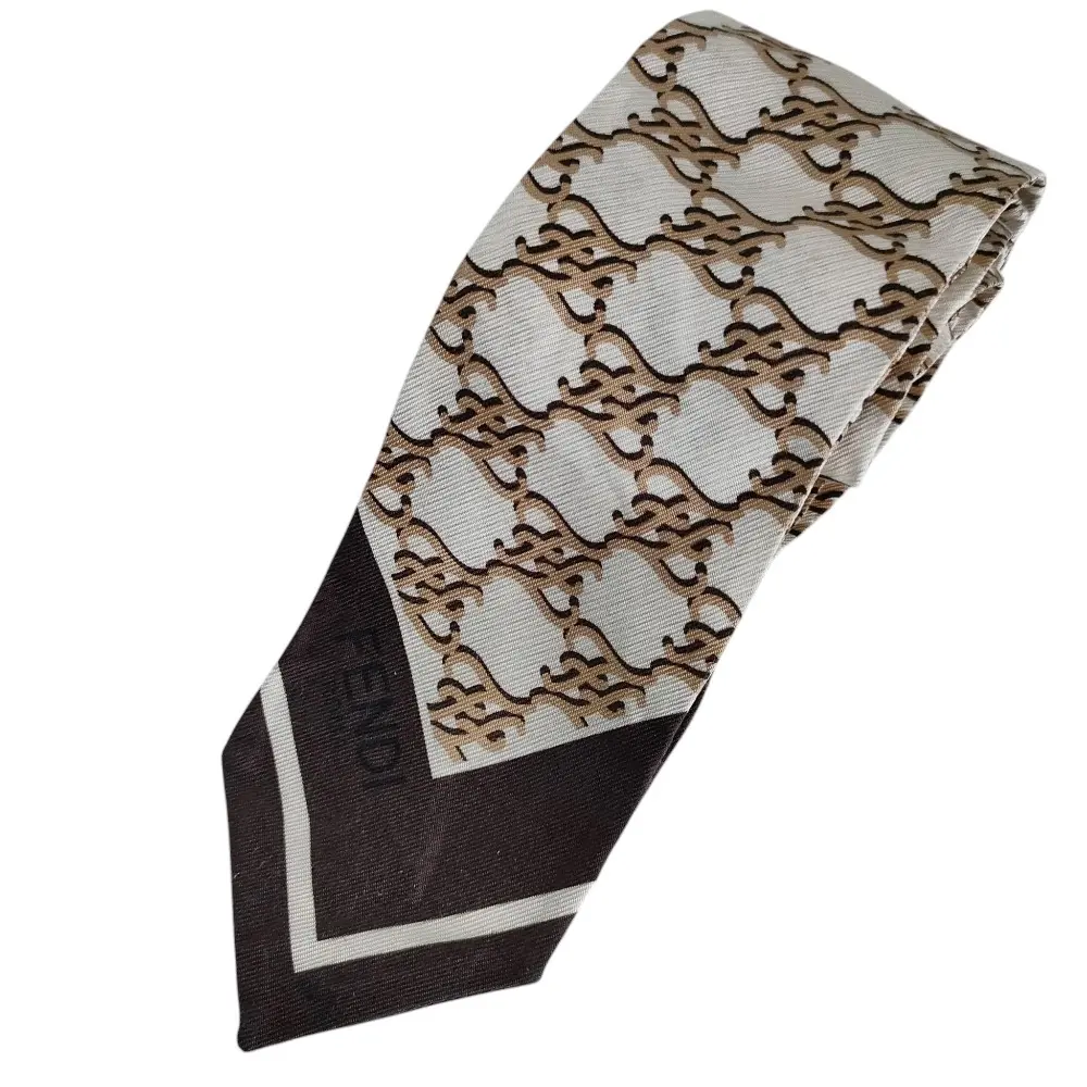 Pre-owned FENDI Silk Small Leather Goods Skinny Scarf