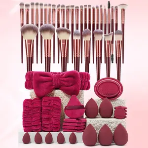 Wine Red 32PCS Makeup Brush Set with Powder Highlighter Nose Shadow Detail Outline Eyelash Foundation Facial Concealer Eye Shadow Brushes & 24PCS Tools for Precision Application
