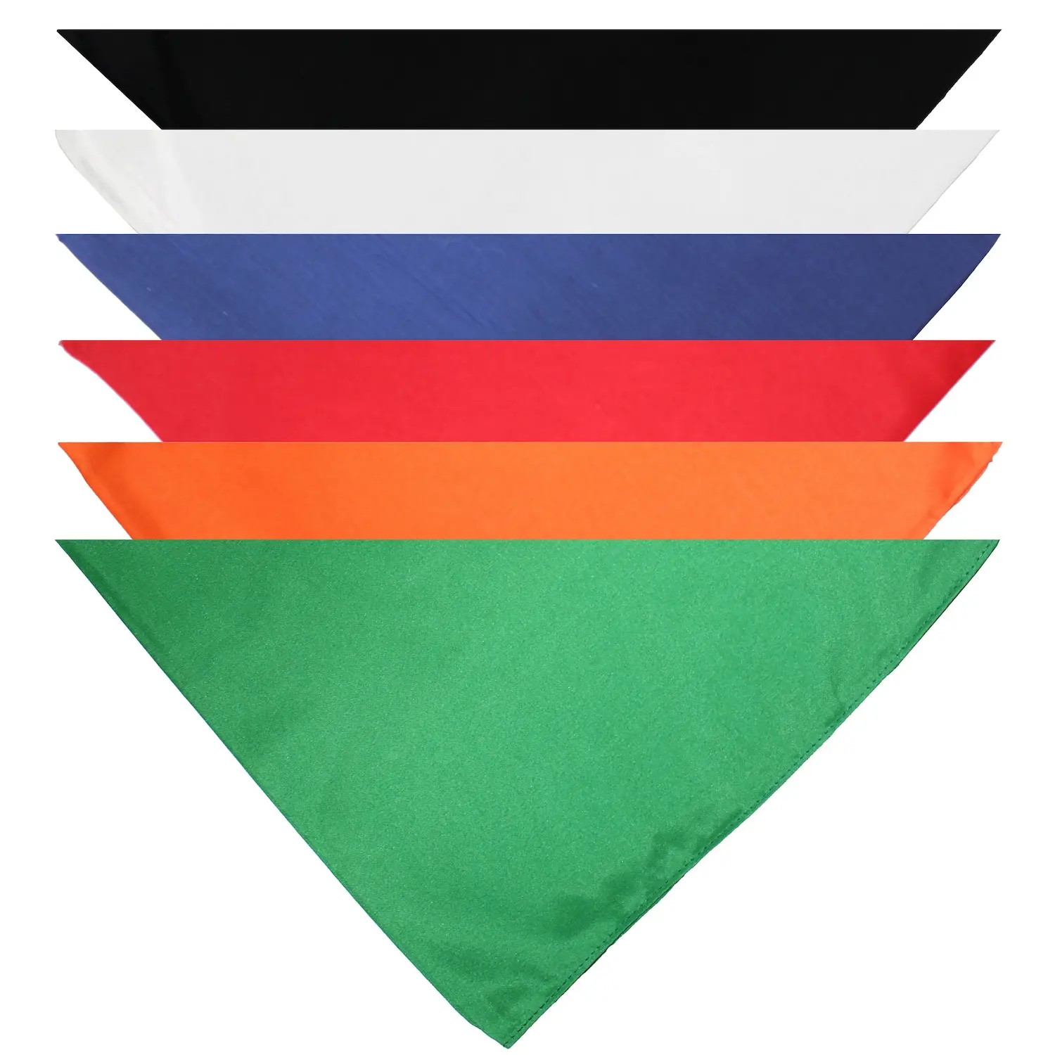 Pack of 7 Triangle Cotton Bandanas - Solid Colors and cotton - 30 in x 19 in x 19 in