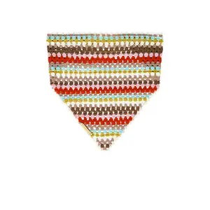 My Beachy Side Multi Striped Hand Crocheted Bandana Multi Red