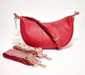 Pom Pom London Leather Sutton Crescent Shoulder Bag w/ 3 Straps