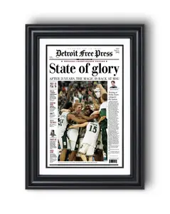 [New Basketball Decor - Sale Up To 40%] [No Frame] 2000 Michigan Basketball National Champions Framed Newspaper Wall Art, State of Glory Headline, College Sports Decor, Man Cave Display, Collector Gift
