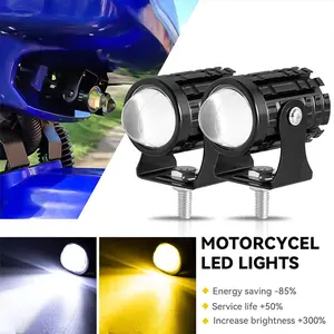 2pcs Super Bright 24W LED Two-Color White Amber Spotlight, Waterproof auxiliary Motorcycle Headlight Fog Light, Universal For Car Truck ATV Offroad SUV Driving Work Spot Lamp