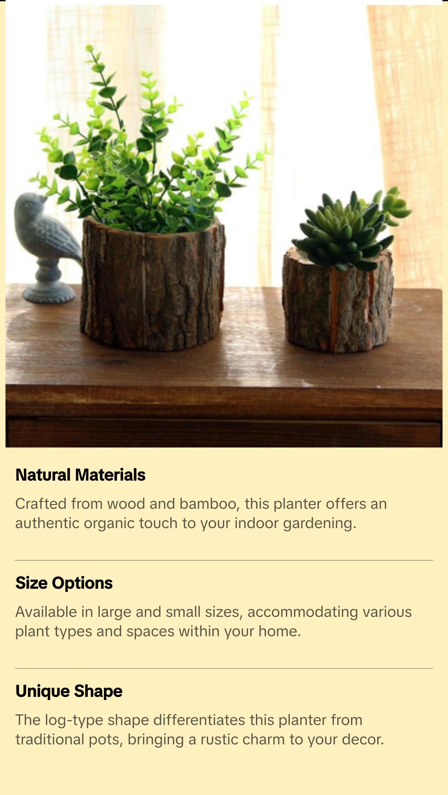 Large or Small Cutout Log Planter