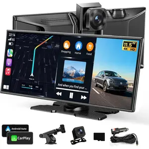 Largest 11.5"Wireless Apple CarPlay Screen for Car–Portable Carplay & Android Auto Touchscreen Car Stereo with App Control, 4K Dash Cam, Backup Camera, GPS, Mirror Link, Voice Control,for All Vehicles,cars accessories