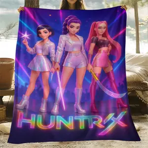 1pc classic kpop girl group devil hunter blanket, lunch break blanket, small throw blanket, Portable throw blanket, soft and warm, suitable for all seasons, home decoration, suitable for sofa, office, bed, camping and travel