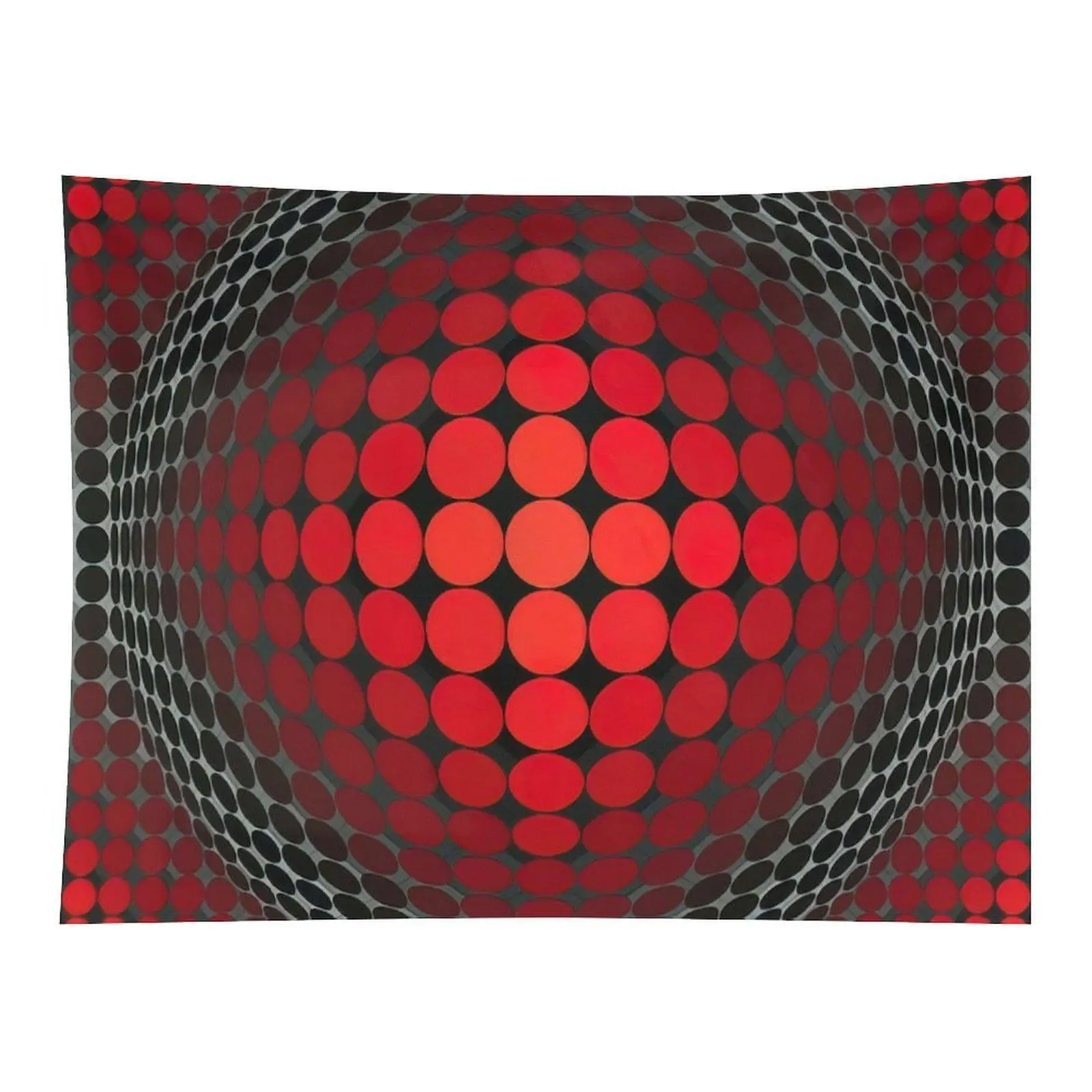 Red Black Geometric Dot Optical Illusion Wall Tapestry Psychedelic Circular Pattern Abstract Visual Art Home Wall Decoration