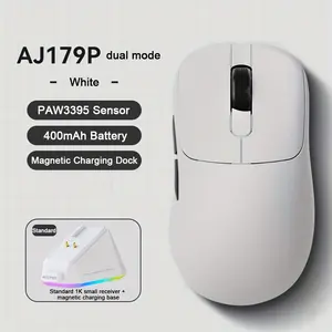 AJAZZ AJ179P Ergonomic Mouse, PixArt 3395 sensor + 1000Hz polling rate, 78g lightweight design + three connection modes, RGB Aurora backlighting + 6 programmable buttons, 50 million-click lifespan microswitches + 16,000 DPI