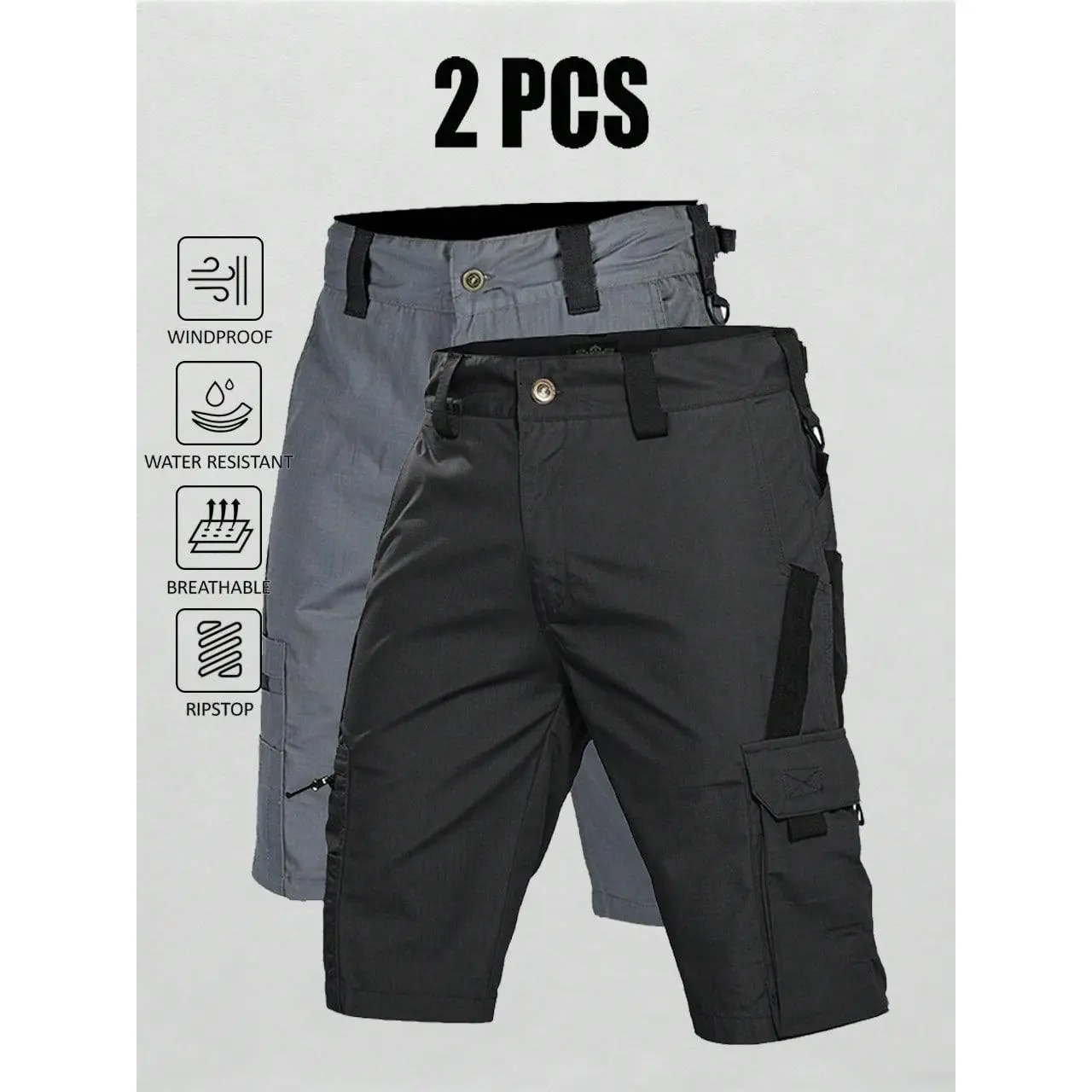 Men's Tactical Cargo Shorts, Ripstop Multi-Pocket Work Shorts for Outdoor Hiking and Utility