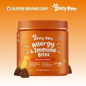 Zesty Paws Allergy & Immune Bites, Soft Chews Treats for Dogs’ Gut & Immune Health