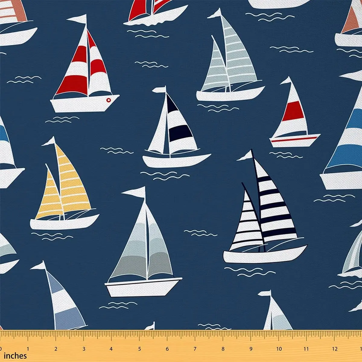 Sailboat Upholstery Fabric by The Yard,1 Yard,Nautical Ocean Theme Decorative Fabric for DIY Projects,Marine Sea Adventure Waterproof Fabric, Digital Printed Fabric, Durable Performance Fabric