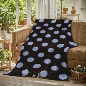Ultra-Soft Dark Brown & Light Blue Polka Dot Flannel Throw Blanket, Cozy Blankets for Sofa & Bed, Chic Modern Home Accent for Living Room Decor, Throw Blankets