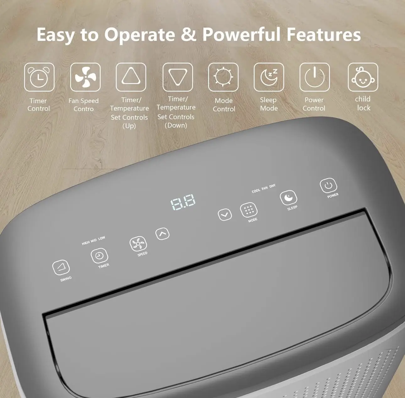 14000 BTU Portable Air Conditioner 3-in-1 AC Cooling Dehumidifier Fan 700 Sq. ft