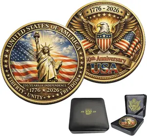 250th Anniversary Commemorative Coins USA Eagle and Patriotic Symbols Collectible 250 Year Merchandise for Celebration Display Collectors Challenge Coin Gift