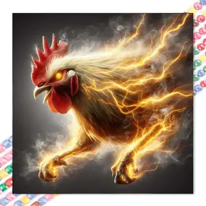1pcs 5D DIY diamond painting kit, 5D diamond art kit, DIY decoration, Lightning Rooster diamond painting kit full round drill DIY, mosaic, diamond art, DIY art home decoration, suitable for Halloween and Christmas.