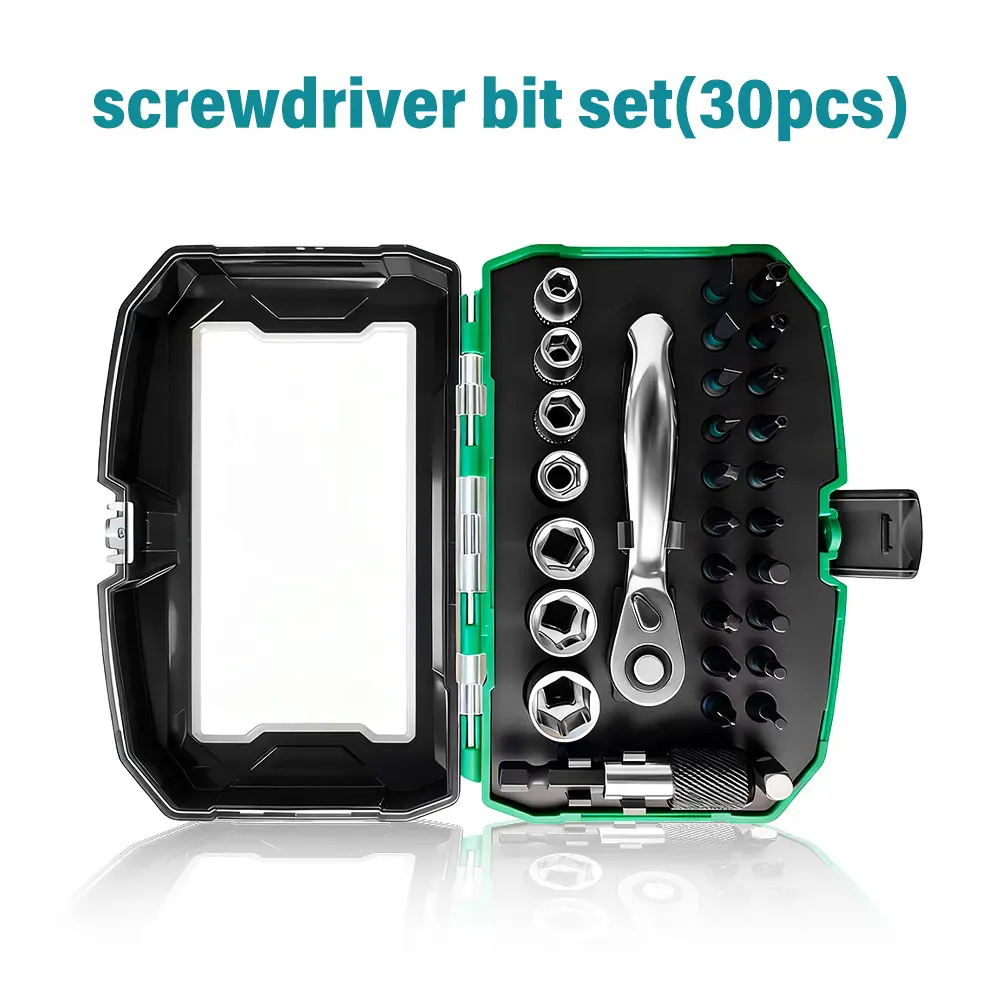 30Pcs Ratchet Wrench Set Multifunctional Wrench Set Portable Socket Wrenches Screwdriver Bit 1/4" Hex Shank Multi-Function Tool Kit