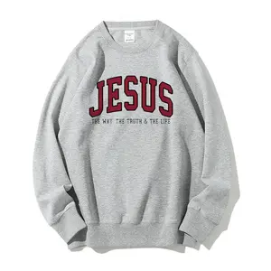 Jesus Christian Graphic Sweatshirt, Faith Print Hoodie, Retro God Print T-Shirt, Breathable Fabric, Fashion Streetwear, Women's Casual Tops, Spring Styles, Suitable For Everyday Wear, Womenswear Basic Chic