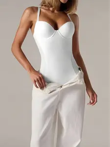Women's tight-fitting body shaper bodysuit with mesh and lace splicing, sexy, suitable for daily shaping, underwire gathers the chest and flattens the abdomen, lifts the hips, Underwear, High Waist Shapewear