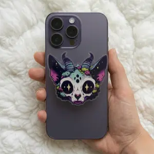 Magical Spooky Cat Face with MagSafe Phone Grip, Horror Aesthetic Magnetic Phone Holder, Kawaii Scary Fan Gift , Kindle Accessories sticky Baby mount Library Card Flower-Shaped Multi-Functional Stand Universal Car