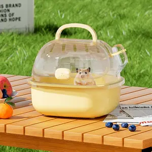 Transparent Hamster Transport Box, Portable Travel Cage for Hamsters, Convenient Outdoor Carrier for Small Pets, Hamster Cage Habitat