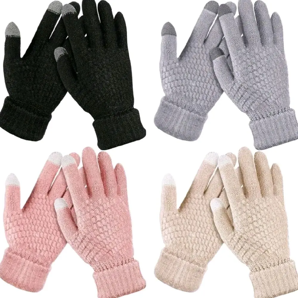 Soft Touchscreen Winter Gloves for Women - Warm Windproof Gloves with Elastic Cuff, Multi-Color Options (Pink, Grey, Black,Beige) - Smartphone-Friendly Touchscreen Compatible for Daily Wear, Casual & Outdoor Activities - Cozy Cold Weather Gloves.