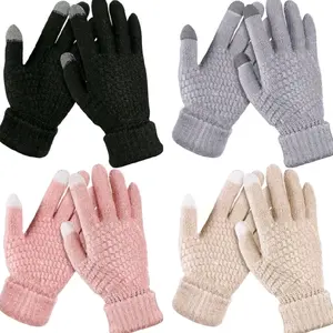 Soft Touchscreen Winter Gloves for Women - Warm Windproof Gloves with Elastic Cuff, Multi-Color Options (Pink, Grey, Black,Beige) - Smartphone-Friendly Touchscreen Compatible for Daily Wear, Casual & Outdoor Activities - Cozy Cold Weather Gloves.