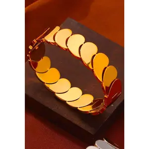 Gold Water Drop Patched Plated Titanium Steel Bangle
