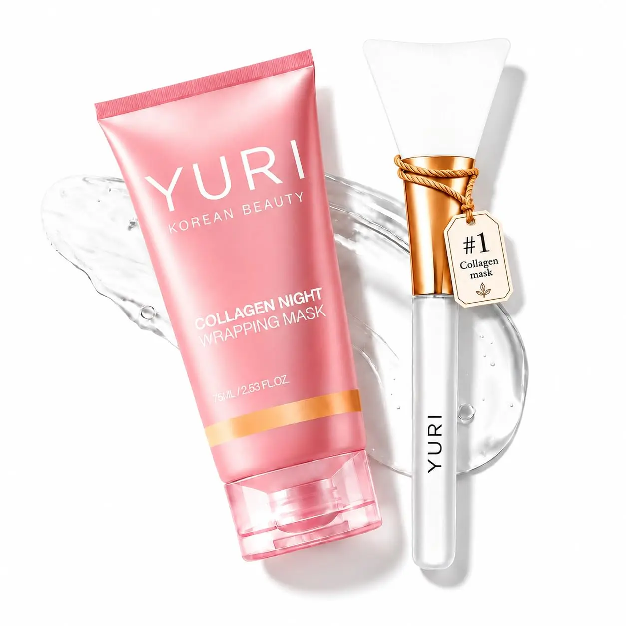 YURI Collagen Night Wrapping Peel-Off Face Mask - Overnight Repair, Hydrates, Elasticity Support, Glass Skin Glow - Suitable for All Skin Types - 2.53 fl.oz