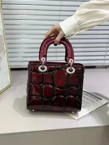 Irregular Random Pattern Purses and Handbag for Women, with Shoulder Straps, Fashion Ladies PU Shiny Satchel Tote Bag, Top-Handle Crossbody bag, Fashionable Casual Bag, Red/Violet/Grey