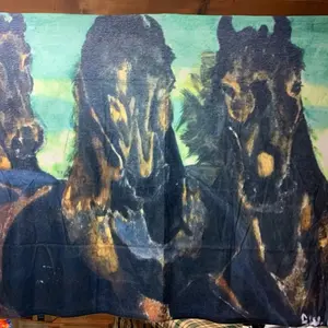 Original Custom Abstract Horse Painting Fleece Photo Blanket Soft Cozy Home Decor