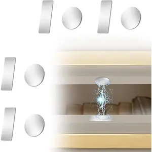 Door Catch, Ultra Thin Cabinet  for Closure, Adhesive Drawer & Cabinet Latches, Stainless Steel Easy to Install with Double Sided Tape (4 Rectangular & 4 Circular)