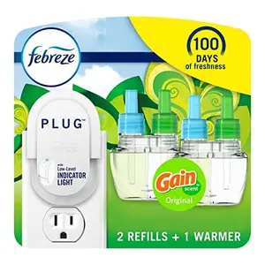 Febreze Plug In Air Freshener, Odor-Fighting Scented Oil Starter Kit, Air Fresheners for Home and Bathroom and Kitchen, Long Lasting, Gain Original Scent