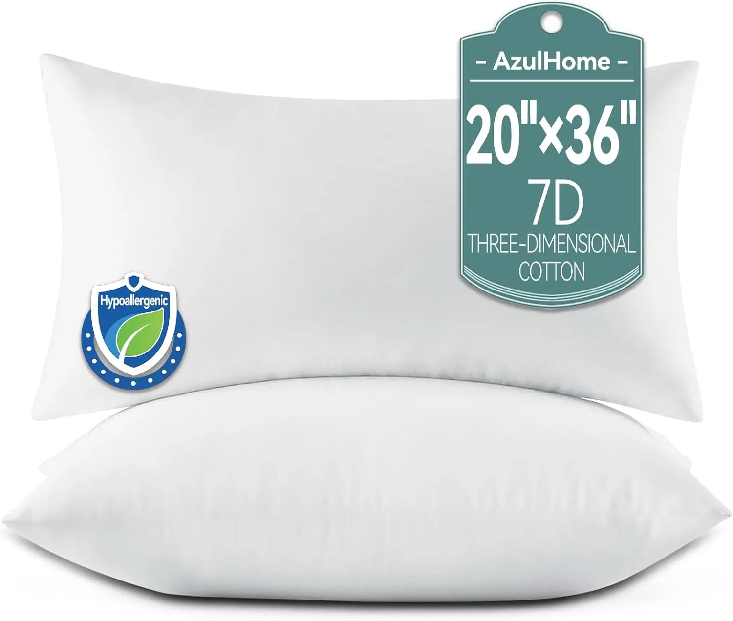 Home & Hotel Collection King Size Rectangular Microfibre Pillows with Decorative Shams & Pillow Forms, 2-Piece Set (20x36 in), Down-Alternative Filled for Fluffy Softness, Ideal for Side Sleepers
