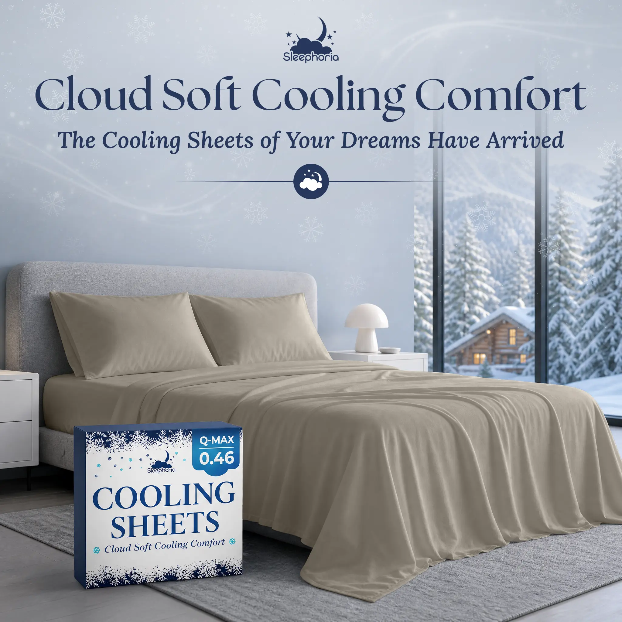 Sleephoria Cooling Sheets Set for Hot Sleepers — Cool Touch Silky Soft Bed Sheets, 16" Deep Pocket Fitted Sheet with Corner Straps, Breathable, Machine Washable.