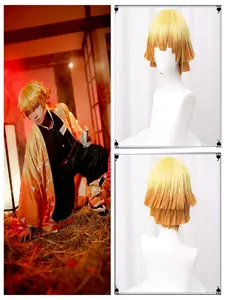 Anime Demon Slayer Nezuko Cosplay Wig High Temperature Fiber Clip-On Net Suitable for Costume Parties and Cosplay Events