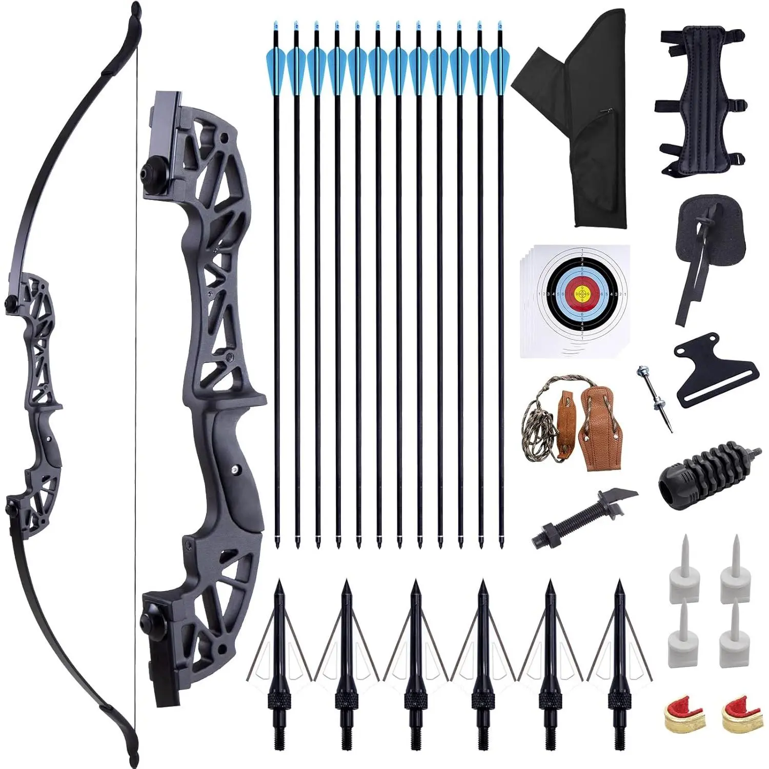 52" Takedown Recurve Bow and Arrow Set for Adults, 40lb Epoxy Resin Archery Bow for Friends - Right/Left Handed, Magnesium Aluminum Alloy Build with 12 Carbon Fiber Arrows, Nocks for Targets Practice