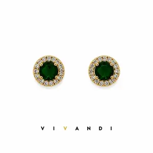 Vivandi Green Halo Stud Earrings