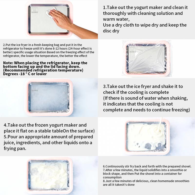 nstant  Cream Maker, Rolled  Cream Maker, Frozen Yoghurt Plate Instant Gelato Pan/Roll, Homemade DIY for Fun Parent-Child Activities Families White ice