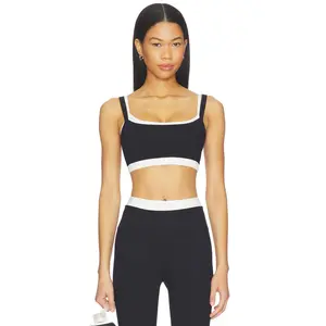 YEAR OF OURS Ribbed Layered Bralette in Black & White