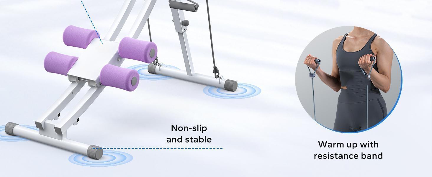 Adjustable Foldable Abdominal Exerciser - Ergonomic Curved Track Abdominal Training Equipment, Stomach Workout Equipment for Home Gym Full Body Muscle Training