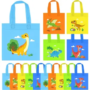 20 Pack 5 Styles Dinosaur Dino Theme Party Favor Goodie Bags, Kids Boys Birthday Party Decorations Candy Treat Gift Bags for Dino Theme Party Supplies